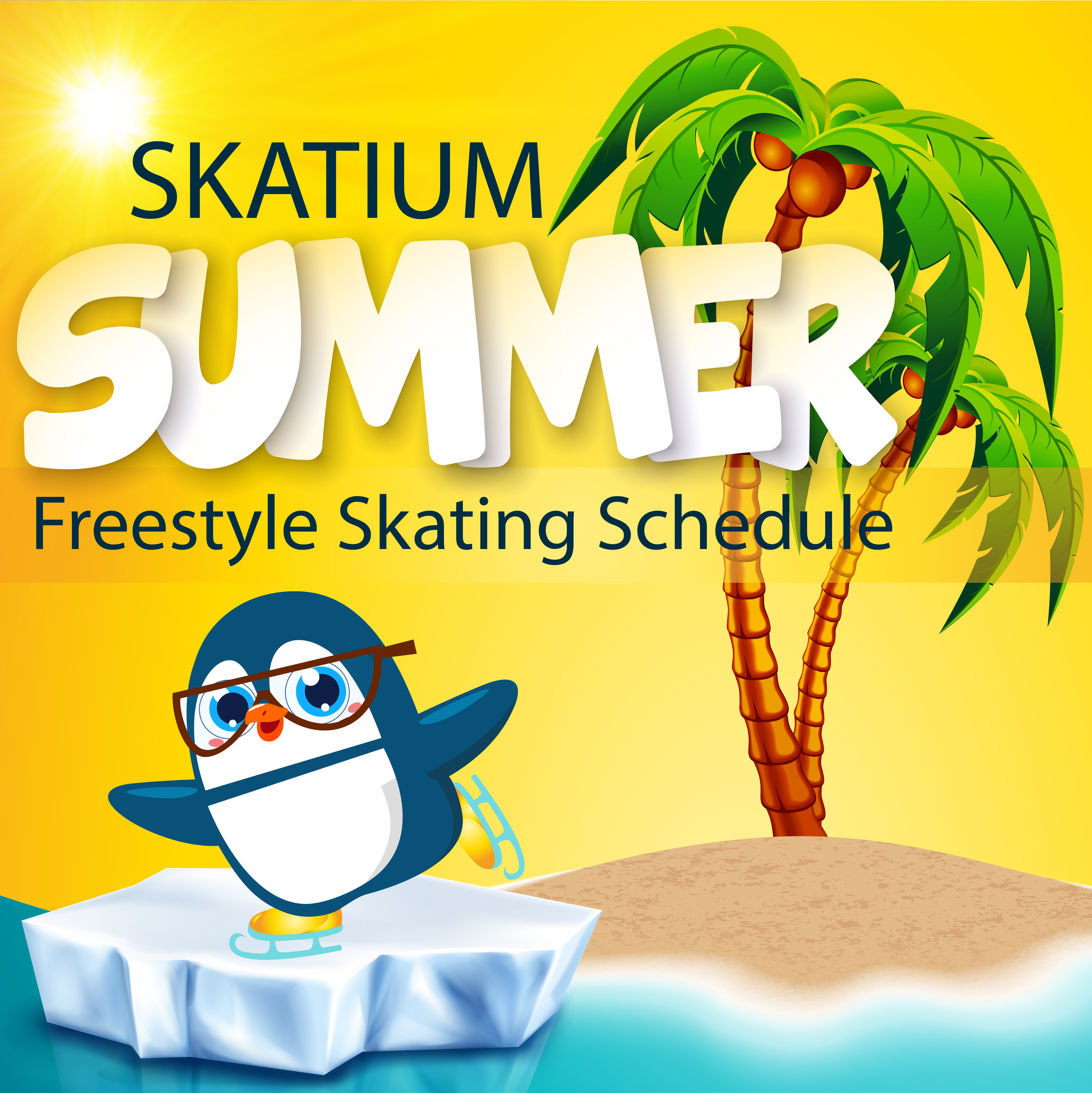 blue calendar with Hockey stick, ice skate & puck